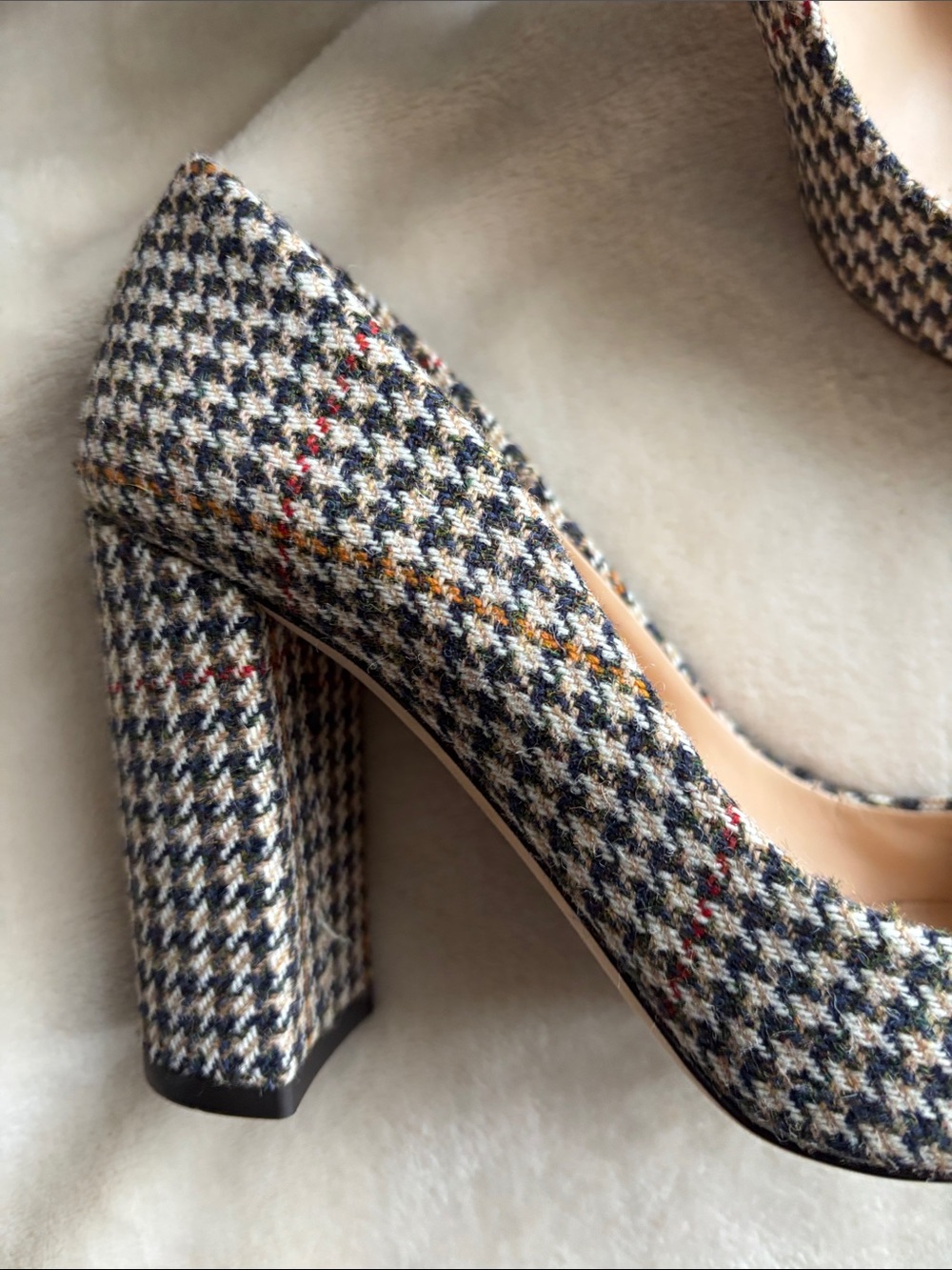 J. Crew Tweed Flats with Navy Bow and Red Jewel Flower - Picture 3 of 7